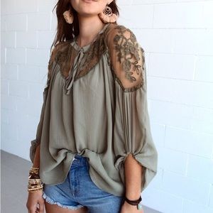 Olive Billow Sleeve Top
